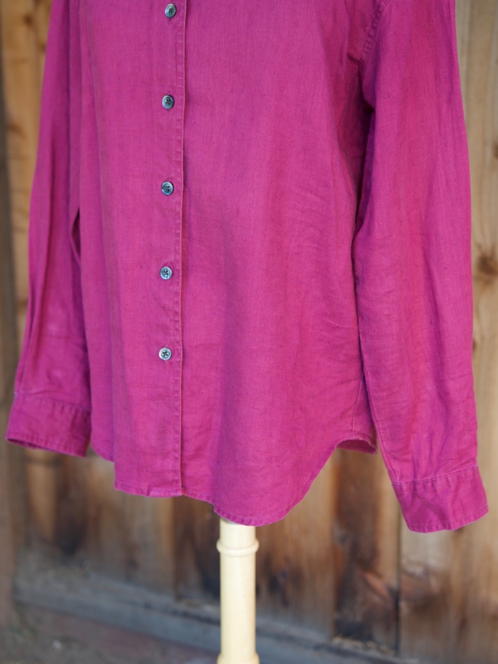 Vintage Eddie Bauer 100% Linen Magenta Long Sleeve Button Down Woman's M - Picture 5 of 15